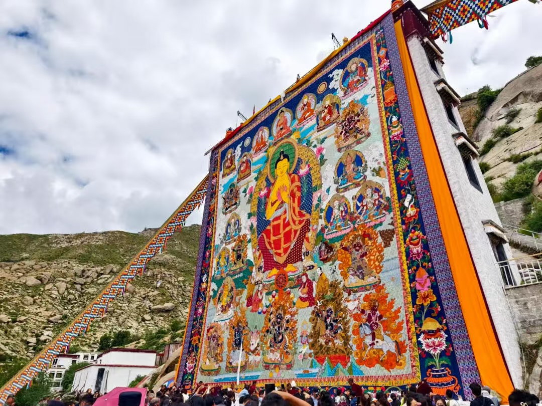 Thangka display during Shodon Festival in Tibet